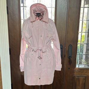 Cole Haan Pink Hooded Trench Coat with Belt